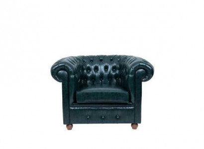 Chesterfield dark green armchair lounge living room TV single-seater
